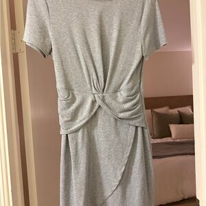 Honey Belle Gray Twist-Detail Midi Dress